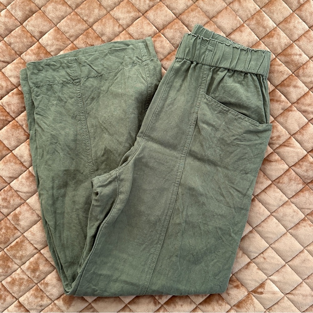 Madewell cropped wide leg pants Linen blend Green size XS